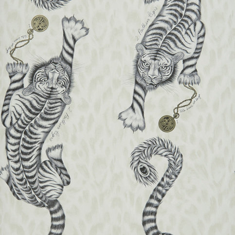 Tigris Monochrome Wallcovering by Emma J Shipley for Clarke & Clarke 
