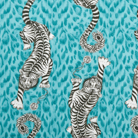 Tigris Teal Wallcovering by Emma J Shipley for Clarke & Clarke 