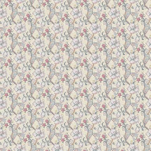 Golden Lily Dove/Plum Fabric by Clarke & Clarke 