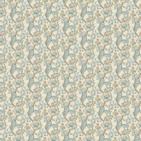 Golden Lily Linen/Teal Fabric by Clarke & Clarke 