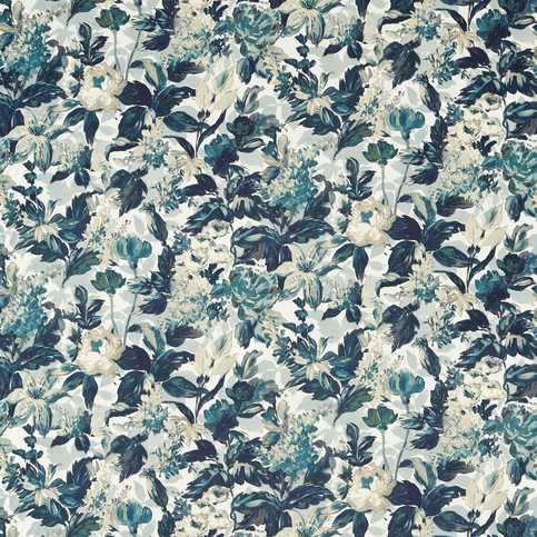 Lilum Denim/Ivory Fabric by Clarke & Clarke 