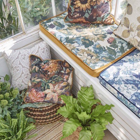 Lilum Denim/Ivory Fabric by Clarke & Clarke 