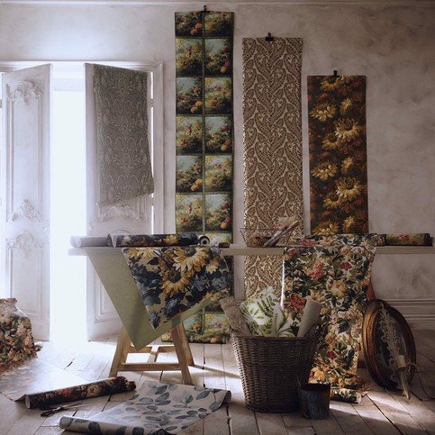 Lilum Olive/Raspberry Wallcovering by Clarke & Clarke 