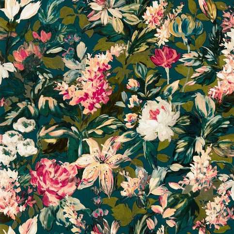 Lilum Peacock Wallcovering by Clarke & Clarke 