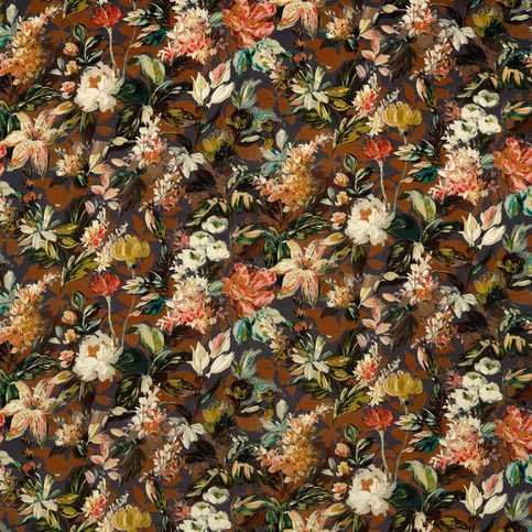 Lilum Russet/Noir Fabric by Clarke & Clarke 