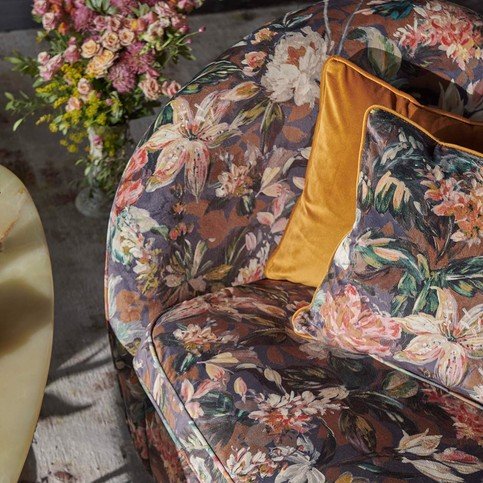 Lilum Russet/Noir Fabric by Clarke & Clarke 