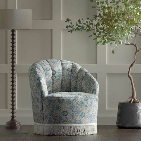 Mallow Denim/Ivory Fabric by Clarke & Clarke 