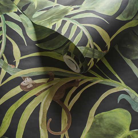 Monkey Business Ebony Wallcovering by Clarke & Clarke
