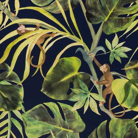 Monkey Business Indigo Wallcovering by Clarke & Clarke