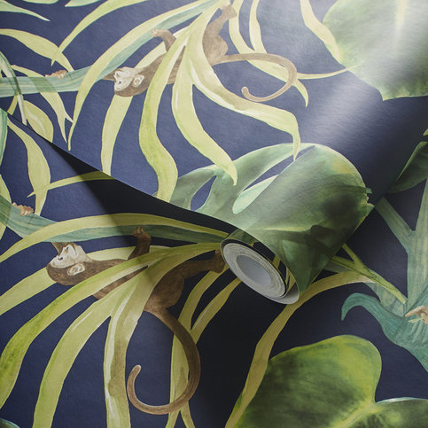 Monkey Business Indigo Wallcovering by Clarke & Clarke