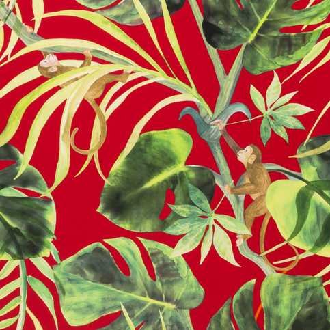 Monkey Business Rouge Wallcovering by Clarke & Clarke