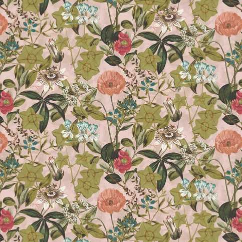 Passiflora Blush Velvet Fabric by Clarke & Clarke 