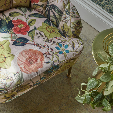 Passiflora Blush Velvet Fabric by Clarke & Clarke 