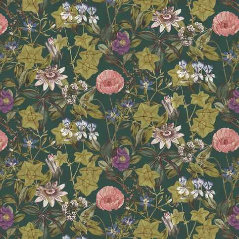 Passiflora Emerald Velvet Fabric by Clarke & Clarke 