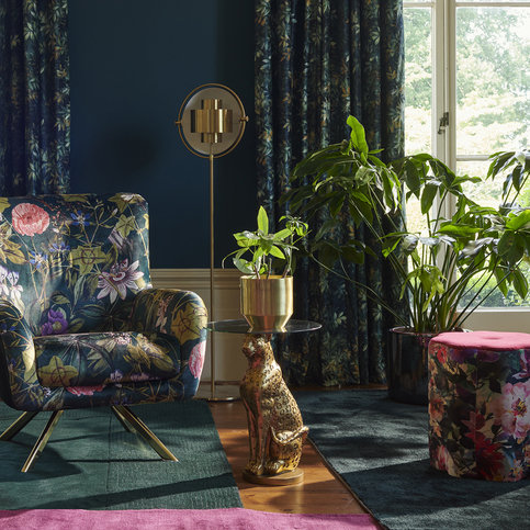 Passiflora Emerald Velvet Fabric by Clarke & Clarke 