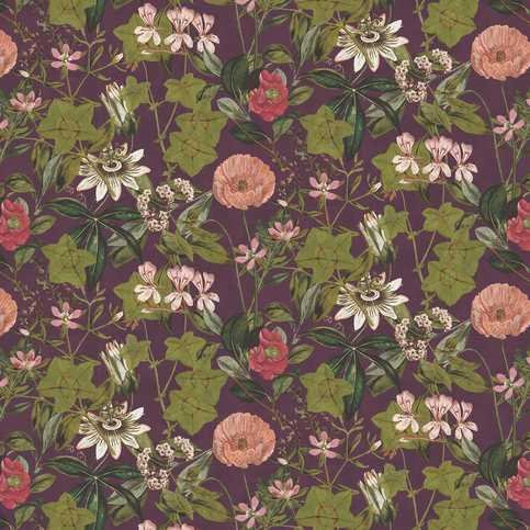 Passiflora Mulberry Velvet Fabric by Clarke & Clarke 
