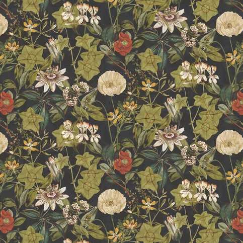 Passiflora Noir Velvet Fabric by Clarke & Clarke 