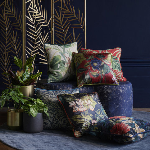 Passiflora Noir Velvet Fabric by Clarke & Clarke 