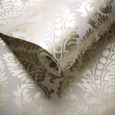 Regale Gilver/Ivory Wallcovering by Clarke & Clarke 