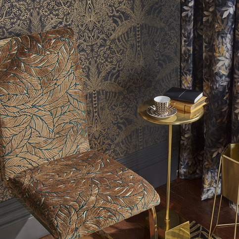 Selva Antique/Gold Fabric by Clarke & Clarke 