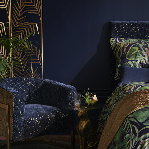 Selva Midnight/Gold Fabric by Clarke & Clarke 