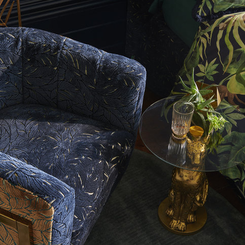 Selva Midnight/Gold Fabric by Clarke & Clarke 