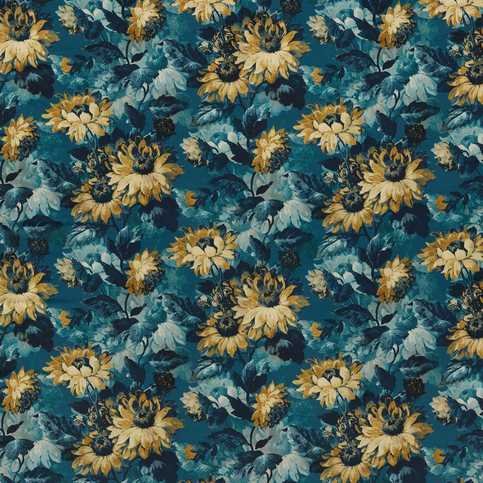 Sunforest Denim/Ochre Fabric by Clarke & Clarke 