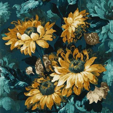 Sunforest Denim/Ochre Wallcovering by Clarke & Clarke 