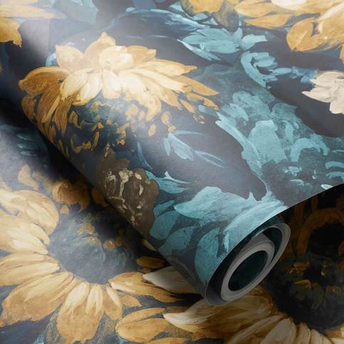 Sunforest Denim/Ochre Wallcovering by Clarke & Clarke 