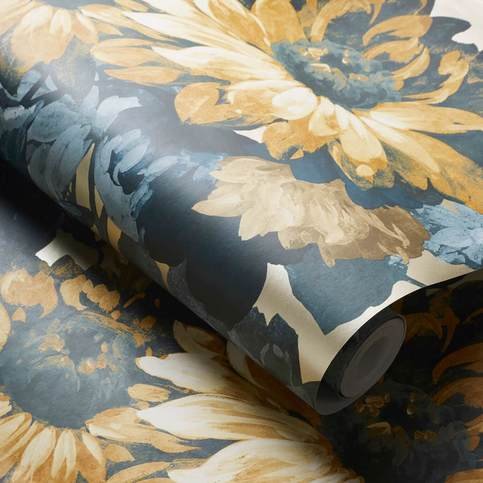 Sunforest Gilver/Denim Wallcovering by Clarke & Clarke 