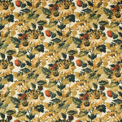 Sunforest Olive/Russet Fabric by Clarke & Clarke 