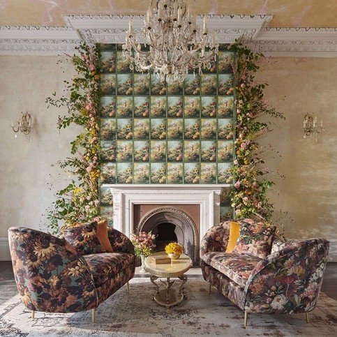 Sunforest Sage/Russet Fabric by Clarke & Clarke 