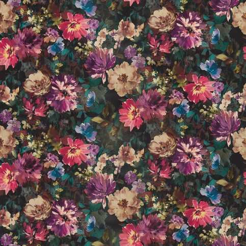 Tahiti Amethyst/Emerald Fabric by Clarke & Clarke 