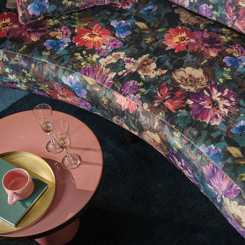 Tahiti Amethyst/Emerald Fabric by Clarke & Clarke 