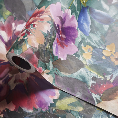 Tahiti Amethyst/Emerald Wallcovering by Clarke & Clarke