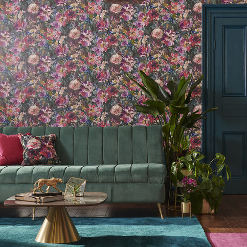 Tahiti Amethyst/Emerald Wallcovering by Clarke & Clarke