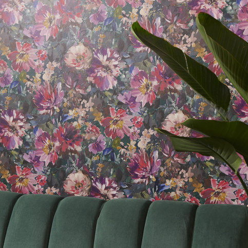 Tahiti Amethyst/Emerald Wallcovering by Clarke & Clarke