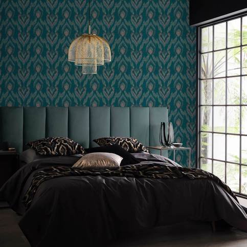 Velluto Teal Wallcovering by Clarke & Clarke 