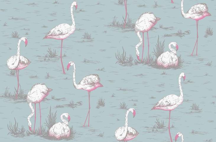 Flamingos Linen Union Fabric by Cole & Son 