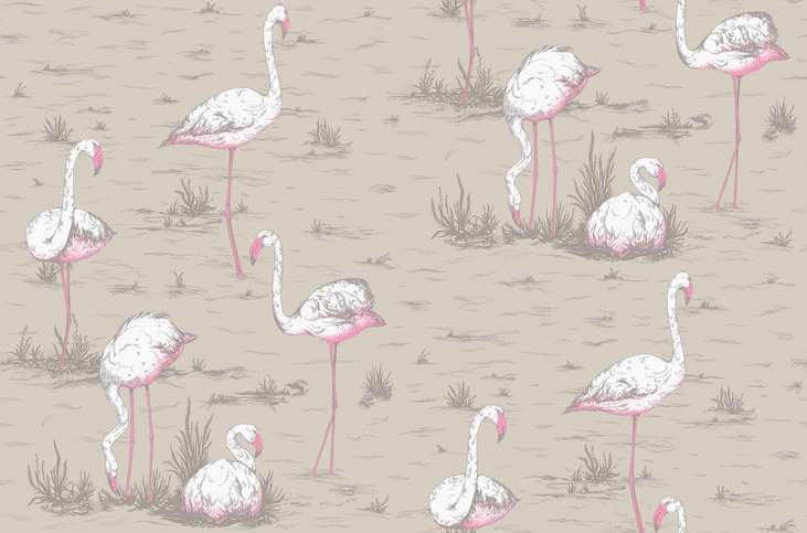 Flamingos Linen Union Fabric by Cole & Son 