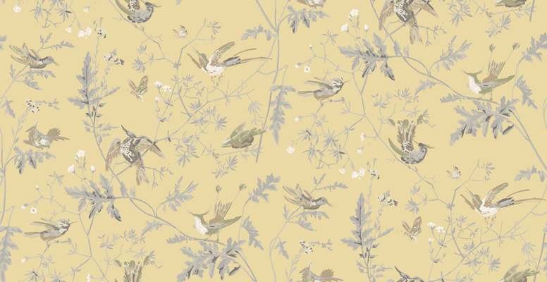 Hummingbirds Silk Fabric by Cole & Son 