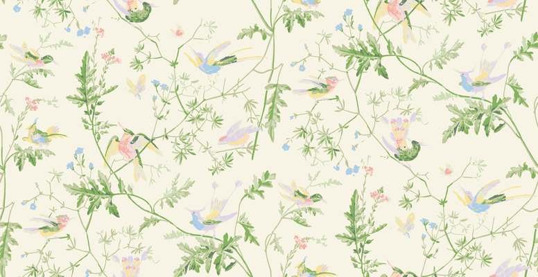 Hummingbirds Silk Fabric by Cole & Son 