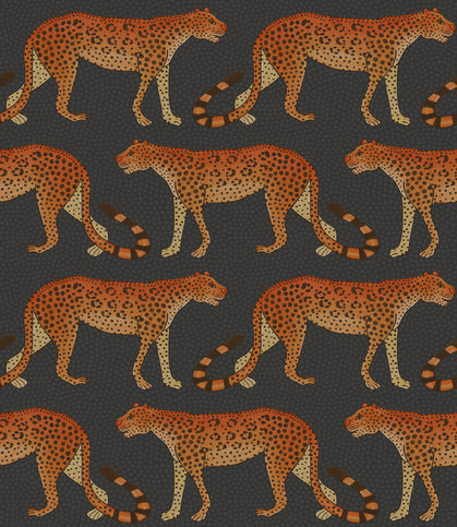 Leopard Walk Charcoal Wallcovering by Cole & Son 