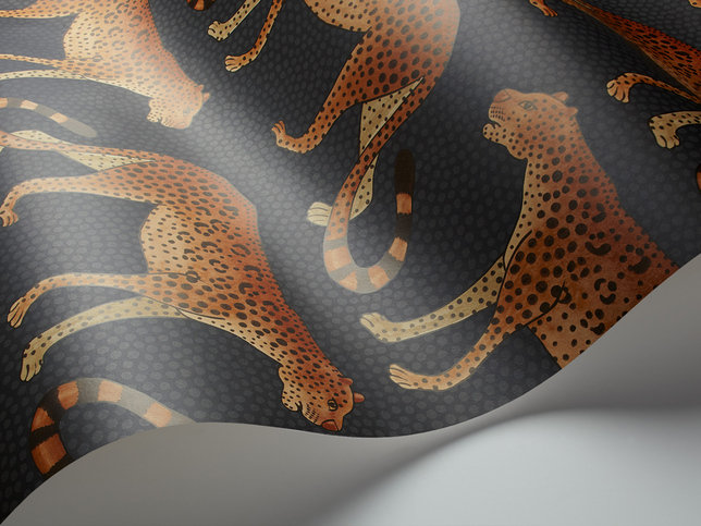 Leopard Walk Charcoal Wallcovering by Cole & Son 
