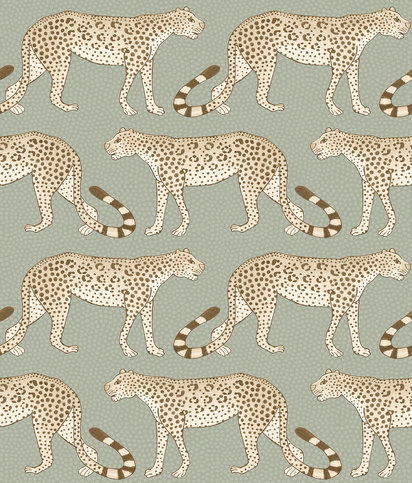 Leopard Walk Olive Wallcovering by Cole & Son 