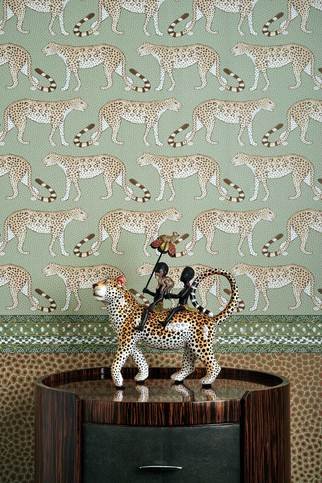 Leopard Walk Olive Wallcovering by Cole & Son 