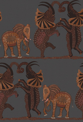 Safari Dance Charcoal Wallcovering by Cole & Son 