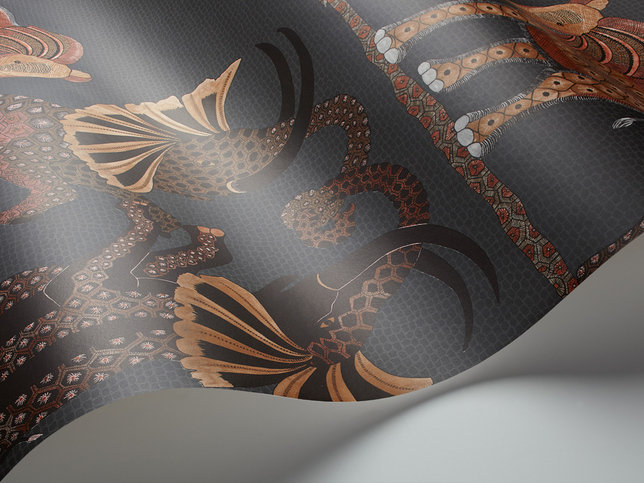 Safari Dance Charcoal Wallcovering by Cole & Son 