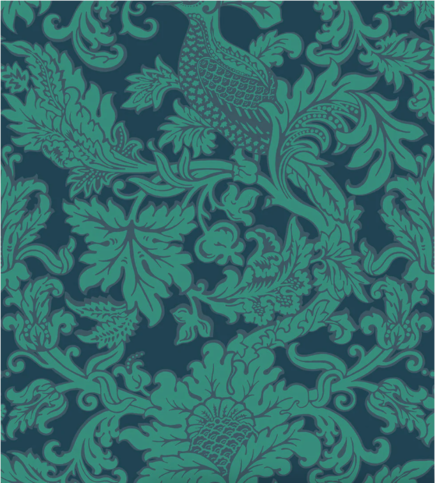 Balabina Teal on Midnight Wallcovering by Cole & Son 