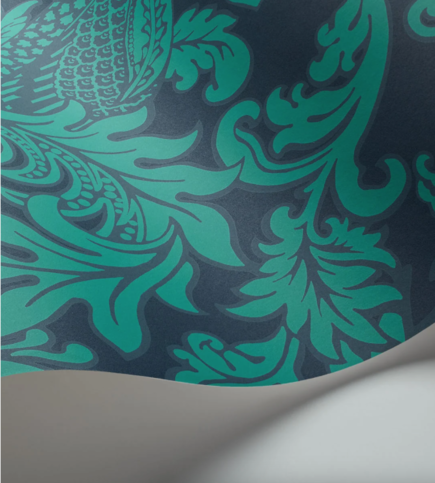 Balabina Teal on Midnight Wallcovering by Cole & Son 